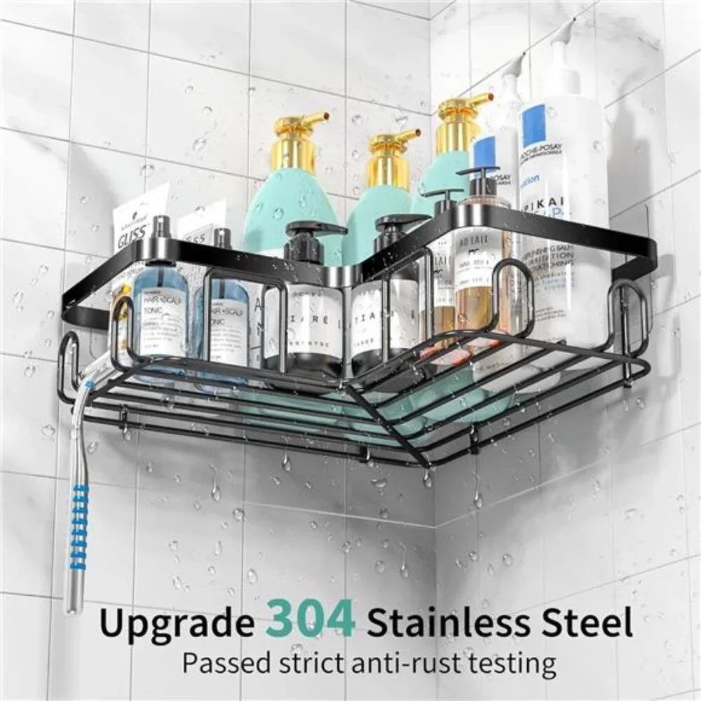 Adhesive Corner Shower Caddy, 3 Pack Organizer Shelf with Soap Holder